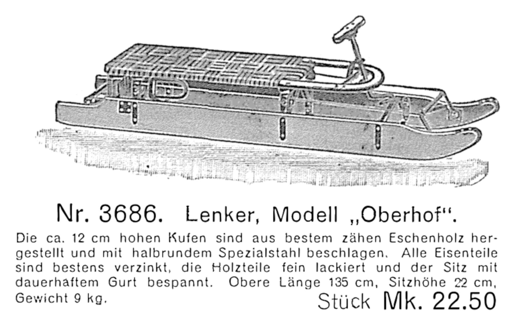 Auszug aus einem Katalog, wie er im Fundus des städtischen Museums zu finden ist: Der Lenkschlitten 